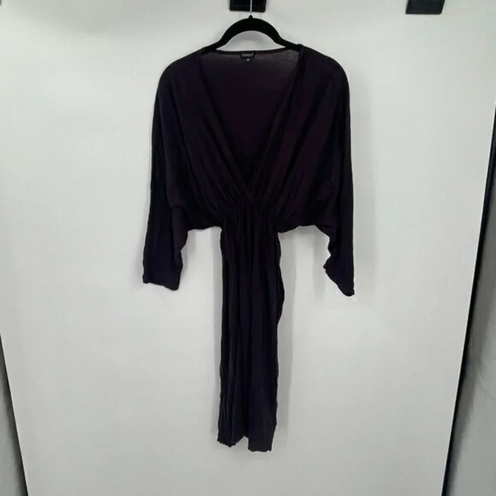9Seed Womens Dress Small V Neck Purple Stretch Pullover Batwing Kimono Knit USA